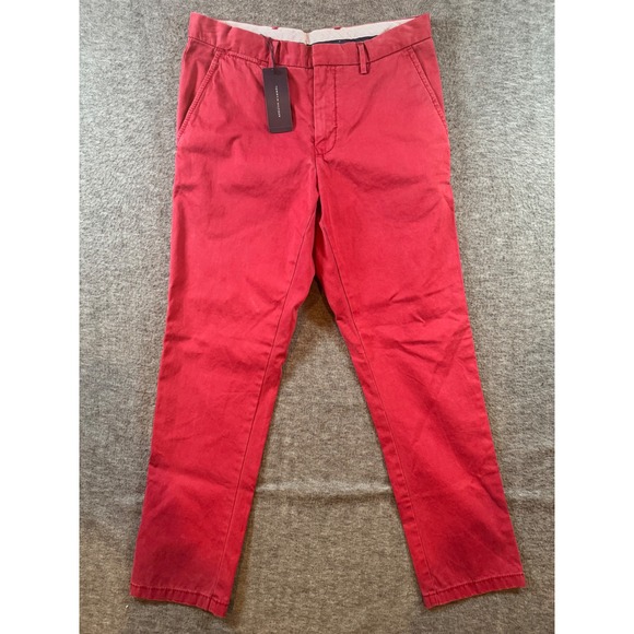 Tommy Hilfiger Mens Red Casual Chino Pants Size 31x30 Cotton NEW - Picture 1 of 7